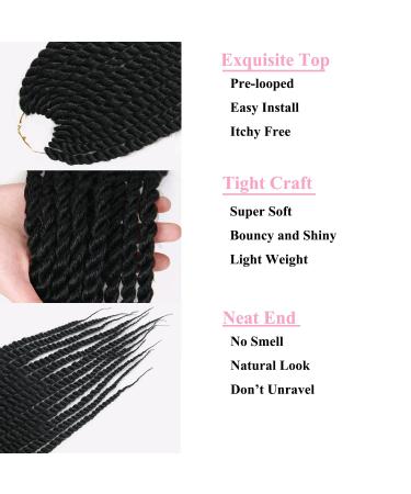 NICETODAY 30 Inch Jumbo Senegalese Twist Crochet Hair 6 Pack - Long Synthetic Braiding Hair for Black Women - Pre-looped & Straight Ends - 1B Color - Buy Online on GoSupps.com
