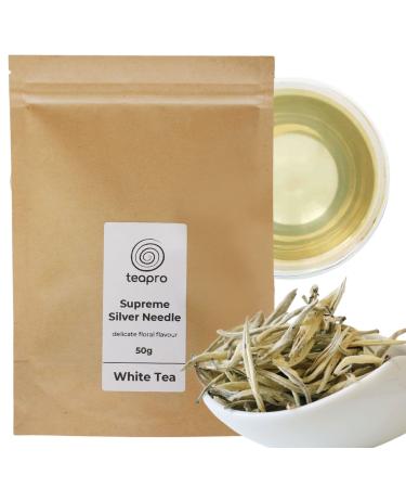 Teapro Supreme Silver Needle White Tea | Bai Hao Yin Zhen Loose Leaf Tea (50g) - Buy Online on GoSupps.com