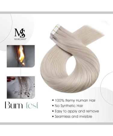 Moresoo White Blonde Tape in Human Hair Extensions 14 Inch - 20 Pieces/40g - #60A - Buy Online on GoSupps.com