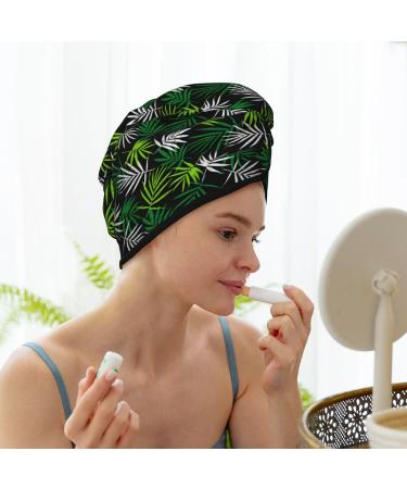 Buy Tropical Leaves Hair Towel Wrap - Quick Drying Towel Turban with Button for Effortless Hair Drying | Best International Shipping - Buy Online on GoSupps.com
