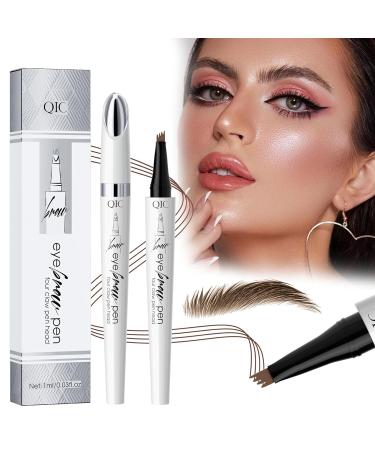 Magic Eyebrow Pencil 3D Waterproof Eyebrow Pencil Micro Eyebrow Pencil with 4 Fork Tips Applicator Effortlessly Creates Natural Looking Brows (Light Brown)