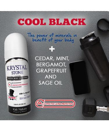 Deodorant For MEN 3-Pack Roll On Potassium Alum with Essential Oil Blends - Unscented COOL BLACK and FRESH CEDAR - VEGAN. CRUELTY FREE. ECO-FRIENDLY  - Buy Online on GoSupps.com