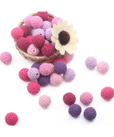 Kids Bead Kit - 50pcs Crochet Beads for DIY Teething Bracelet & Toy - Pink Lilac Series 20mm - Buy Online on GoSupps.com