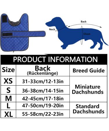 Warm Thermal Quilted Dachshund Coat - Blue - Size L - Winter Dog Apparel with Fleece Lining - Buy Online on GoSupps.com