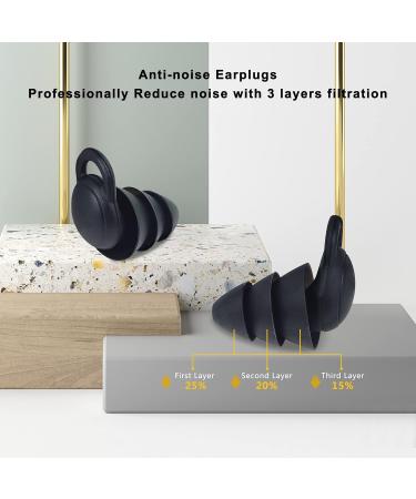 High-Quality Reusable Ear Plugs for Sleeping Noise Cancelling & Hearing Protection - Perfect for Work Concerts Swimming & More - Black Silicone - Buy Online on GoSupps.com