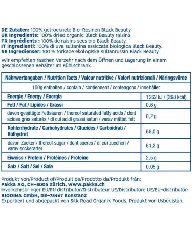  pakka PAKKA - Fairtrade Black Beauty organic raisins 1kg seedless sun-dried unoiled directly from small farmers in Samarkand Uzbekistan vegan packaging - Buy Online on GoSupps.com
