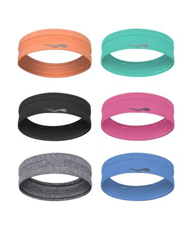 Headbands Sweatbands for Women MenSuper Absorbent Sports Headband  Nonslip Stretchy Sweat Bands Headbands Soft Workout Head Bands Hairband Sweatband for Fitness Exercise 6-pack unisex workout headbands