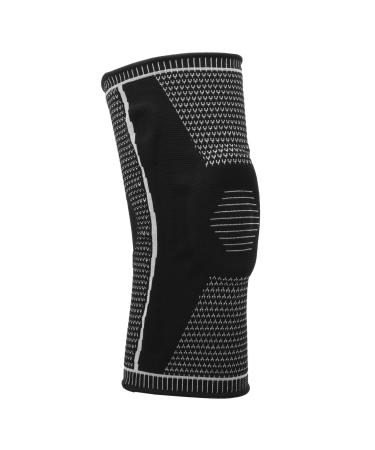 Knee Brace Sleeve with Silicone Pad for Running and Sports Protection Comfortable Black Nylon 13 Inches (M)
