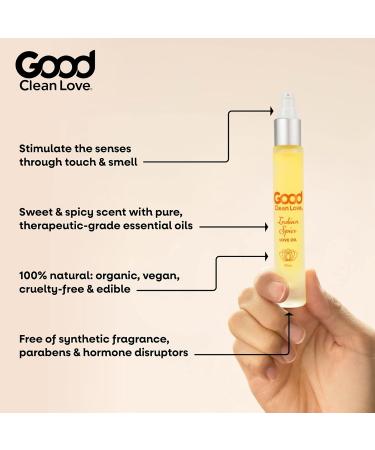 Good Clean Love Indian Spice Love Oil | 100% Natural Massage & Intimate Body Oil | Exotic Scent & Aphrodisiac Fragrance | 10mL Pump Spray - Buy Online on GoSupps.com