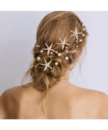 4 Starfish Hair Clips 2 Flower Hair Clips Wedding Accessories Diamond Hair Clips Elegant Non-Slip Hair Accessories for Girls Flower Girl - Buy Online on GoSupps.com