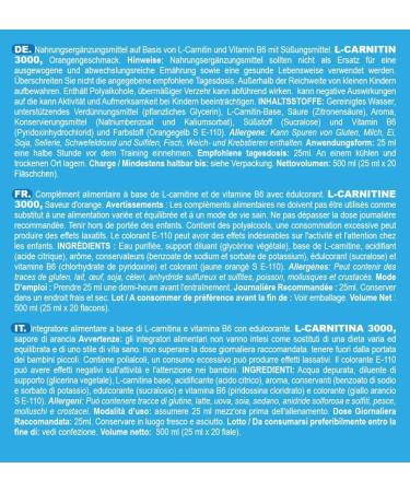 L-Carnitine Liquid 3000mg - High Dose L-Carnitine Ampoules (20x25ml) - Boost Energy & Metabolism | International Shipping Available - Buy Online on GoSupps.com