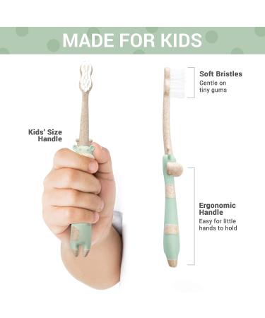 ANPEI ROARex Kids Toothbrush - Sweet Baby Giraffe | Eco-Friendly & Vegan | Biodegradable & Compostable | Pack of 2 Blue/Mint - Buy Online on GoSupps.com