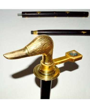 Nautical Gift Decor Designer Brass Victorian Handle Wooden Vintage Walking Cane Antique Style Stick