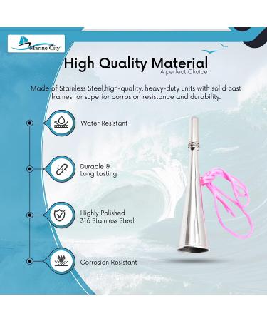 MARINE CITY Stainless Steel Manual Handheld Air Horn - Heavy Duty Fog Signal Whistle for Boats & Yachts (1 Pack) - Buy Online on GoSupps.com