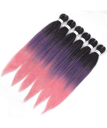 Pre-stretched Braiding Hair 26" Easy Braid 6 Packs Professional Kanekalon Synthetic Fiber Crochet EZ Braids Yaki Texture Braiding Hair Extensions (1B/Purple/Pink) 26 Inch (Pack of 6) T1B/Purple/Pink - Buy Online on GoSupps.com