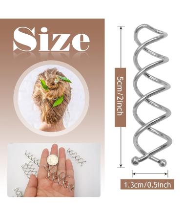 TUUXI 20pcs 2 Inch Spiral Bobby Pins - Silver Metal Fast Bun Hair Accessories for Women - Spin Twist Screw Hair Pins for DIY Hair Styles - Buy Online on GoSupps.com