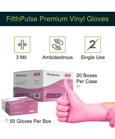 Pink Vinyl Disposable Gloves Medium 50 Pack - Latex-Free, Powder-Free Medical Exam Gloves - 3 Mil Thickness - Ideal for Surgical, Home Cleaning, and Food Handling (Pack of 50) - Buy Online on GoSupps.com