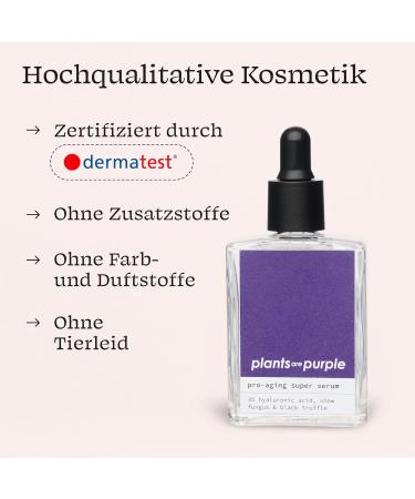 Pro-Aging Serum | Natural Anti-Aging Facial Serum with Hyaluronic Acid & Vitamin C | Vegan Additive-Free for All Skin Types | Plants are Purple  - Buy Online on GoSupps.com