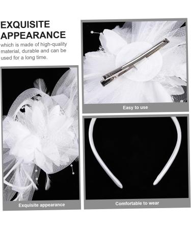 OFFSCH 1pc Hat Barrette Bride Hair Clip Womens Headbands Party Veil Headband Bride Headband Women Fascinator Hat Creative Hairpins Women's White Wedding Artificial Top Hat One Size White - Buy Online on GoSupps.com