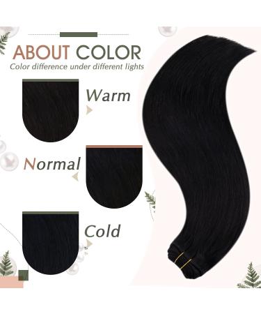 RUNATURE 40CM Real Hair Wefts Black Extensions - 100g Straight Hair for Sewing | Color #1 - Buy Online on GoSupps.com