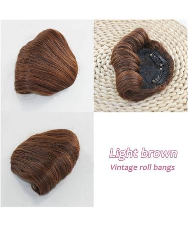 Bangs Hair Clip Synthetic Short Curly Retro Bangs for Women Clip in Retro Bangs Classic Fake Fringe Extension Natural Synthetic Bangs Hairpieces Bangs Clip in Hair (Color : Light Brown) - Buy Online on GoSupps.com