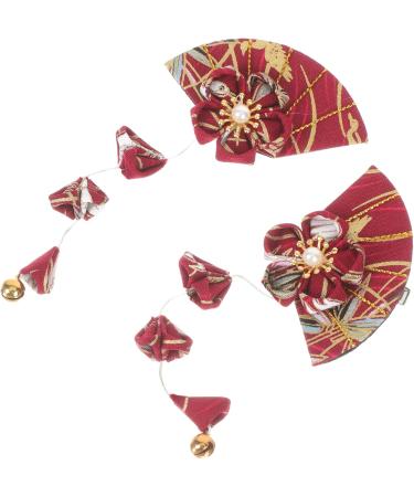 3 Pairs Traditional Japanese Hair Tiaras for Girls Adhesive Clips Hair Barrettes for Women Flower Hair Clips for Women Womens Hair Accessories Hair Decor Hanfu Tassel Cloth Bridek1 - Buy Online on GoSupps.com