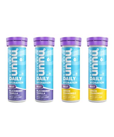 Nuun Rest: Rest and Recovery Drink Tablets Magnesium Citrate Tart Cherry Electrolytes - Lemon Chamomile + Blackberry Vanilla - 10 Count (Pack of 4) (Packing May Vary) Mixed Flavors 10 Count (Pack of 4)