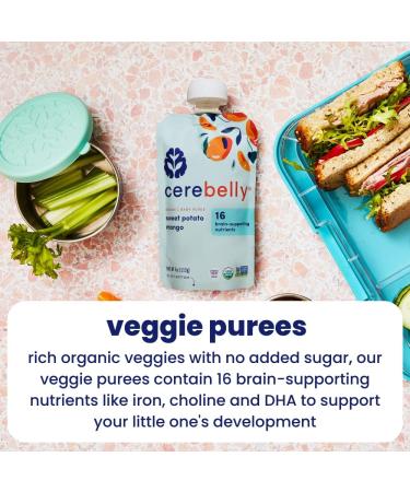 Cerebelly Baby Food Pouches Sweet Potato Mango (4 oz Pack of 6) Toddler Snacks - 16 Nutrients from Superfoods - Healthy Snacks Gluten-Free Ingredients BPA-Free Non-GMO No Added Sugar Sweet Potato Mango 4 Ounce (Pack of 6) - Buy Online on GoSupps.com