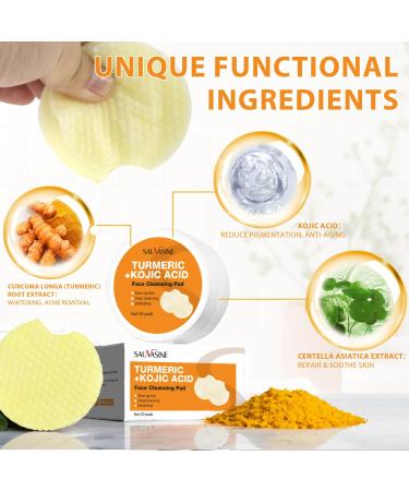 Turmeric Kojic Acid Cleansing Pads - 30pcs for Balanced Skin | Moisturizes & Nourishes | Leak-Proof Upgrade - Buy Online on GoSupps.com