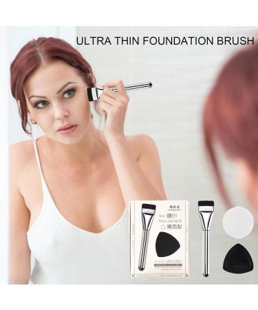 Cosmetic Applicator - Thin Brushes with Sponge Tip and High Makeup Brush Sets Base Brush Super Slim Foundation Brush with Flat Head and Sponge Blending Brush for Liquid Fo - Buy Online on GoSupps.com