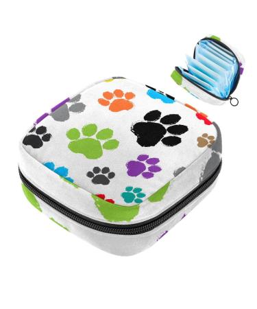 Women's binding-up bags colorful dog paws pattern women tampon storage bag tampon storage bag zip pockets menstrual tied bags multi16