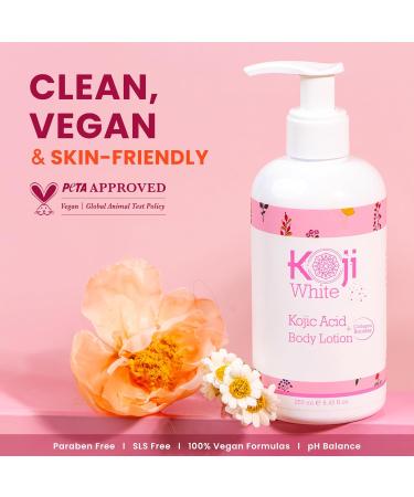 Koji White Kojic Acid & Collagen Body Lotion - Hydrated & Radiant Skin with Arbutin Deep Moisturizing Nourishing Care for Smooth & Healthy-Looking Skin Vegan 8.45 Fl Oz (1 Bottles) - Buy Online on GoSupps.com