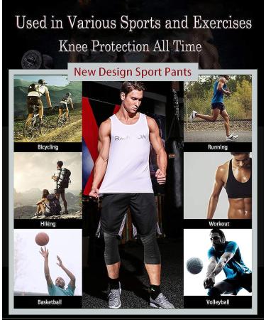 Unlimit Black Basketball Compression Pants with Knee Pads | 3/4 Capri Leggings - Medium - Buy Online on GoSupps.com