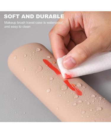 Fvion Silicone Travel Make-Up Brush Holder | Portable Cosmetics Organizer in Khaki - Buy Online on GoSupps.com