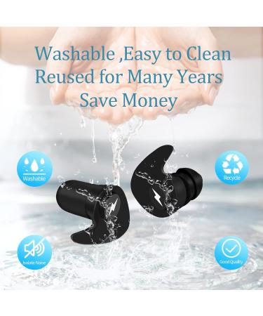Noise Cancelling Ear Plugs - Super Soft Reusable Silicone for Sleep Work Study & Swimming - Black - Buy Online on GoSupps.com
