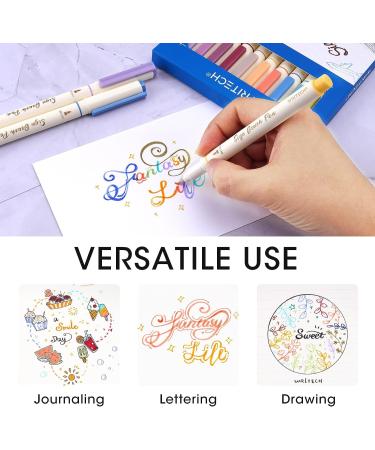 WRITECH Arts Sign Brush Pen Brush Tip Marker Felt Tip Water Based Ink Color Pens 12 Assorted Vintage Colors Great for Lettering Journaling Calligraphy (Vintage) - Buy Online on GoSupps.com