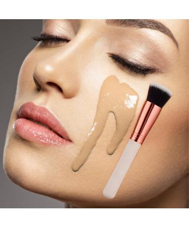 Rose Vanilla Make Up Brush Foundation Kabuki Flat Top - Perfect For Blending Liquid Cream or Flawless Powder Cosmetics - Buffing Stippling Concealer - Premium Quality Synthetic Dense Bristles! - Buy Online on GoSupps.com