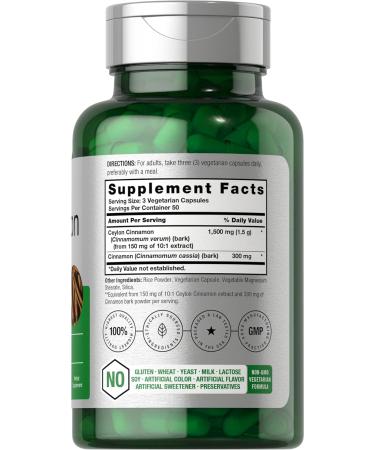 Cinnamon Capsules 1800mg | 150 Count | Ceylon Cinnamon Supplement | Vegetarian Non-GMO Gluten Free - Buy Online on GoSupps.com