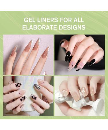 Gel Liner Nail Art Polish Set - 10ml, 4 Colors - Black, White, Gold, Silver - Nail Design Paint with Thin Brush - for Swirl Nails, French Tips, Manicure - DIY at Home - Buy Online on GoSupps.com