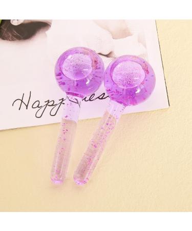Vklopdsh Beauty Ice Facial Massage - 2 Pieces Crystal Glass Beauty Ball & Ice Waves Stick - Purple Skincare Essential - Buy Online on GoSupps.com