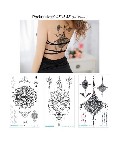 Konsait 13 Sheets Temporary Tattoos for Girls Women - Waterproof Black Body Art Sticker with Flower and Mehndi Designs - Buy Online on GoSupps.com
