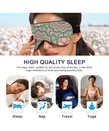 Haskirky Light Blocking Eye Mask - Adjustable Unisex Travel Mask for Deep Sleep and Meditation - Mandala Pattern - Buy Online on GoSupps.com