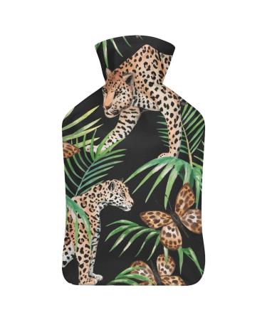 Heat bottle with lid leopard and butterfly rubber hot water bag for pain relief cramps foot warmer hot and cold therapy