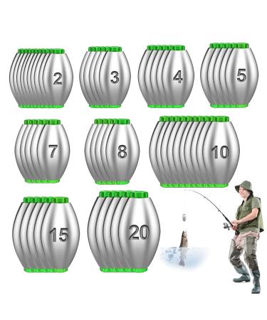 Editbar 55 pieces of punch fishing lead fishing set sinker fishing lime lead shot lever fishing drop shot lead base lead fishing set for outdoor sports fishing 2g/3g/4g/5g/8g/10g/15g/20g