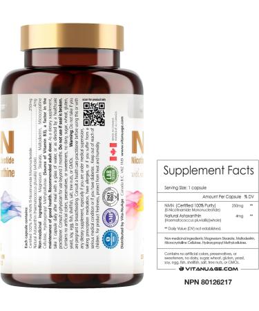 Vita-NuAge - NMN10000 Enhanced with Astaxanthin 100% Purity NMN 250mg per Capsule for a Powerful Ultra Fine NAD+ Boost. Elevate Cellular Energy Fortify Immunity and Embrace Healthy Aging (40 Count) 40 count (Pack of 1) - Buy Online on GoSupps.com