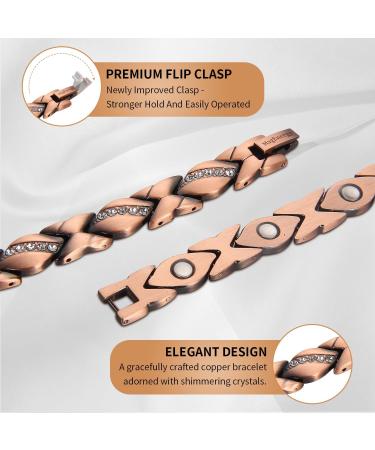 MagEnergy Pure Copper Magnetic Bracelet | 3500 Gauss Magnets | Adjustable Wristband for Women | Copper Crystal Jewelry Gift - Buy Online on GoSupps.com