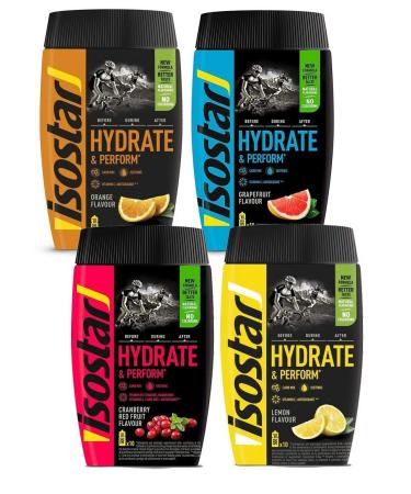 Isostar Hydrate & Perform Iso Drink Electrolyte Powder Flavour: Orange Lemon Cranberry & Grapefruit (4x400g) - Buy Online on GoSupps.com