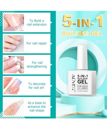 5 in 1 Clear Builder Gel in a Bottle for Nail Extensions & Repair - 15ML with 20pcs Nail Forms - Buy Online on GoSupps.com