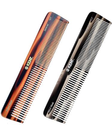 Kent 16T Hair Dressing Table Comb, Fine and Wide Tooth Dresser Comb For Hair, Beard and Mustache, Coarse and Fine Hair Styling Grooming Comb for Men, Women and Kids. Made in England 2 Pack Combo