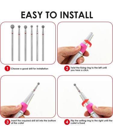 Sibba 6pcs Cuticle Drill Bit Set Flame Stainless Steel Bit with Case Manicure Pedicure Diamond Drill Polishing File Grinding Heads Tools Metal Professional Carbide Remover Bits Acrylic Gel Nails Round 6pcs Round End - Buy Online on GoSupps.com